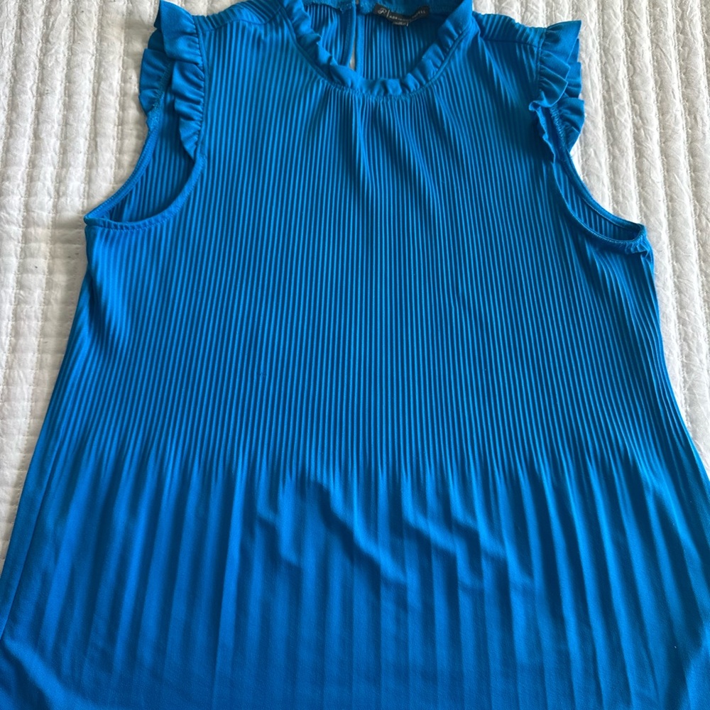 Adrianna Papell Vibrant Blue Ruffle Blouse